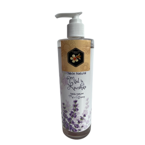 Jabón facial limpiador de miel y lavanda.